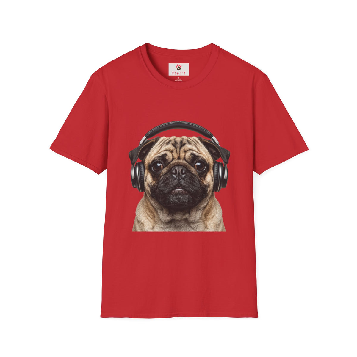 Pug with Headphones T-Shirt — Cute Music Dog Tee