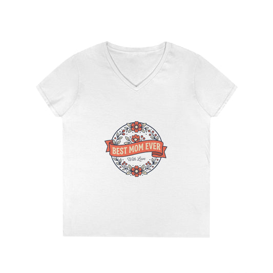 Best Mom Ever Floral V-Neck Tee