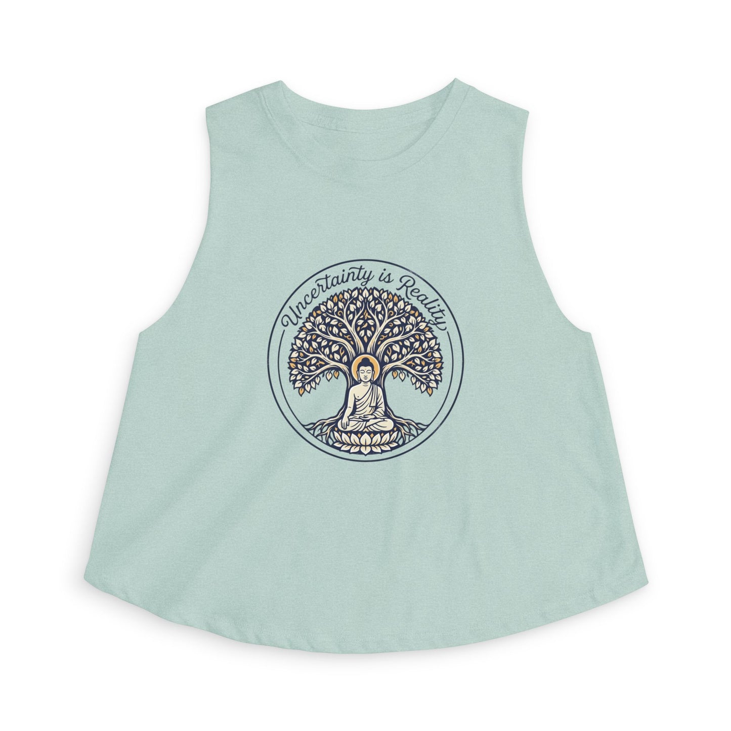 Meditation Tree Crop Top — "Imperfection is Reality" Spiritual Yoga Tank