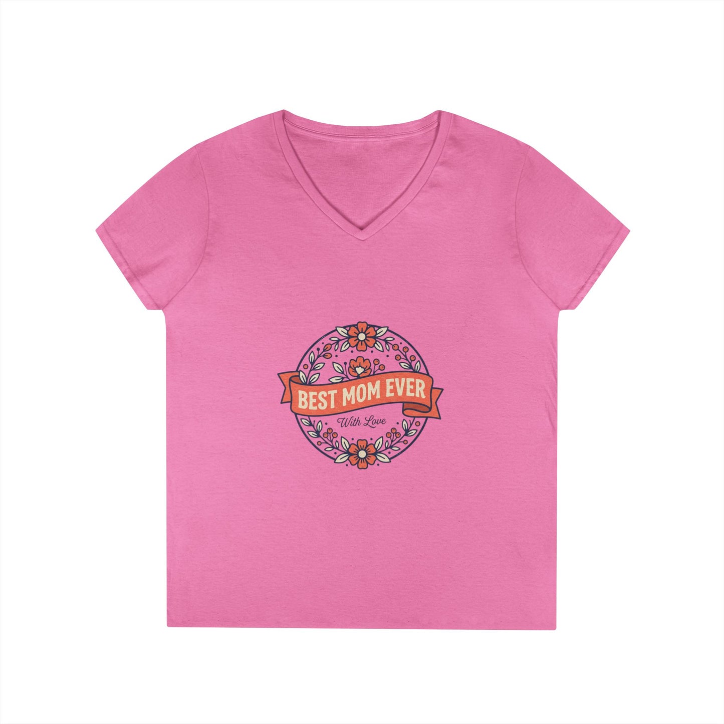 Best Mom Ever Floral V-Neck Tee