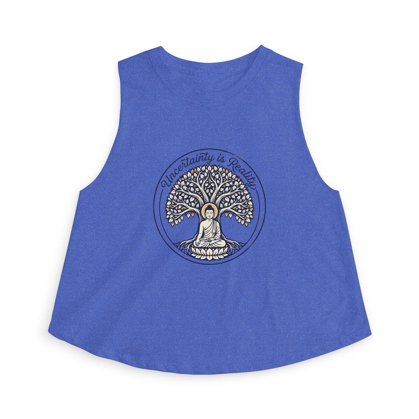 Meditation Tree Crop Top — "Imperfection is Reality" Spiritual Yoga Tank