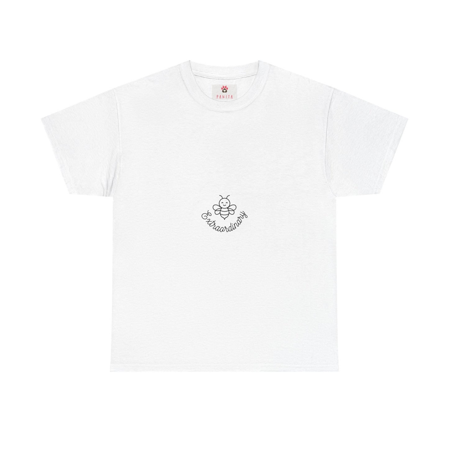 Bee With Words "Beekeeper" White Tee — Minimal Embroidered Bee Graphic Shirt