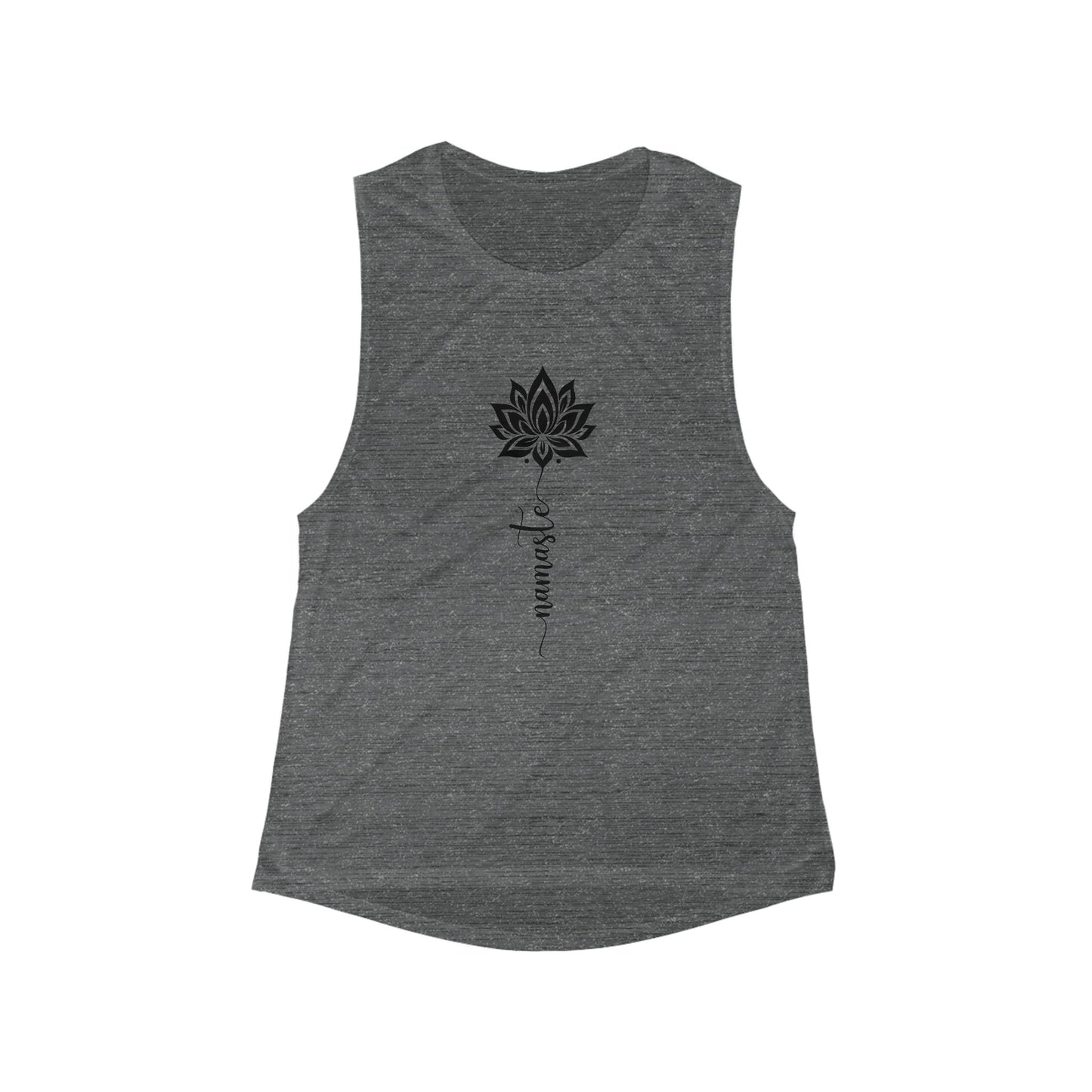 Lotus Yoga Tank — Women's Flowy Scoop Muscle Tank with 'Namaste' Graphic