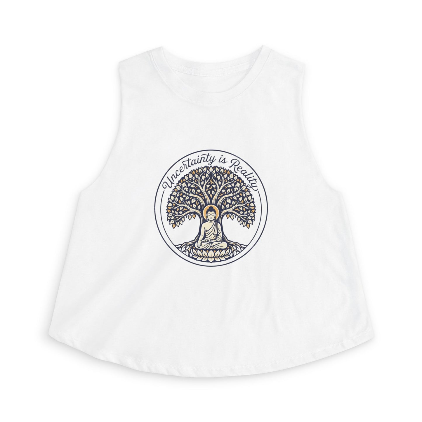 Meditation Tree Crop Top — "Imperfection is Reality" Spiritual Yoga Tank
