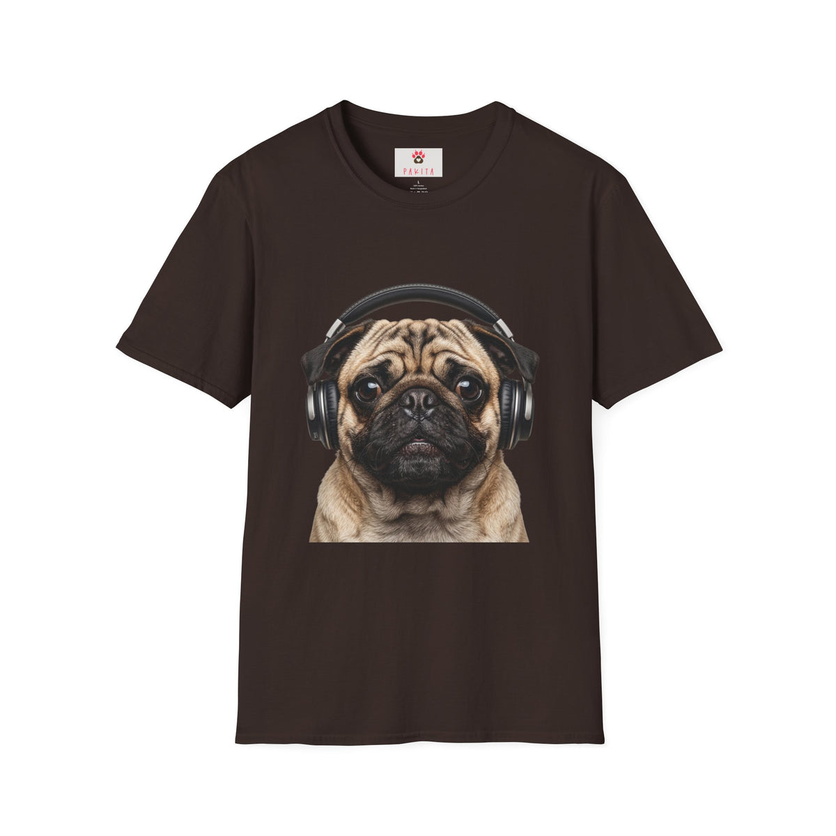 Pug with Headphones T-Shirt — Cute Music Dog Tee
