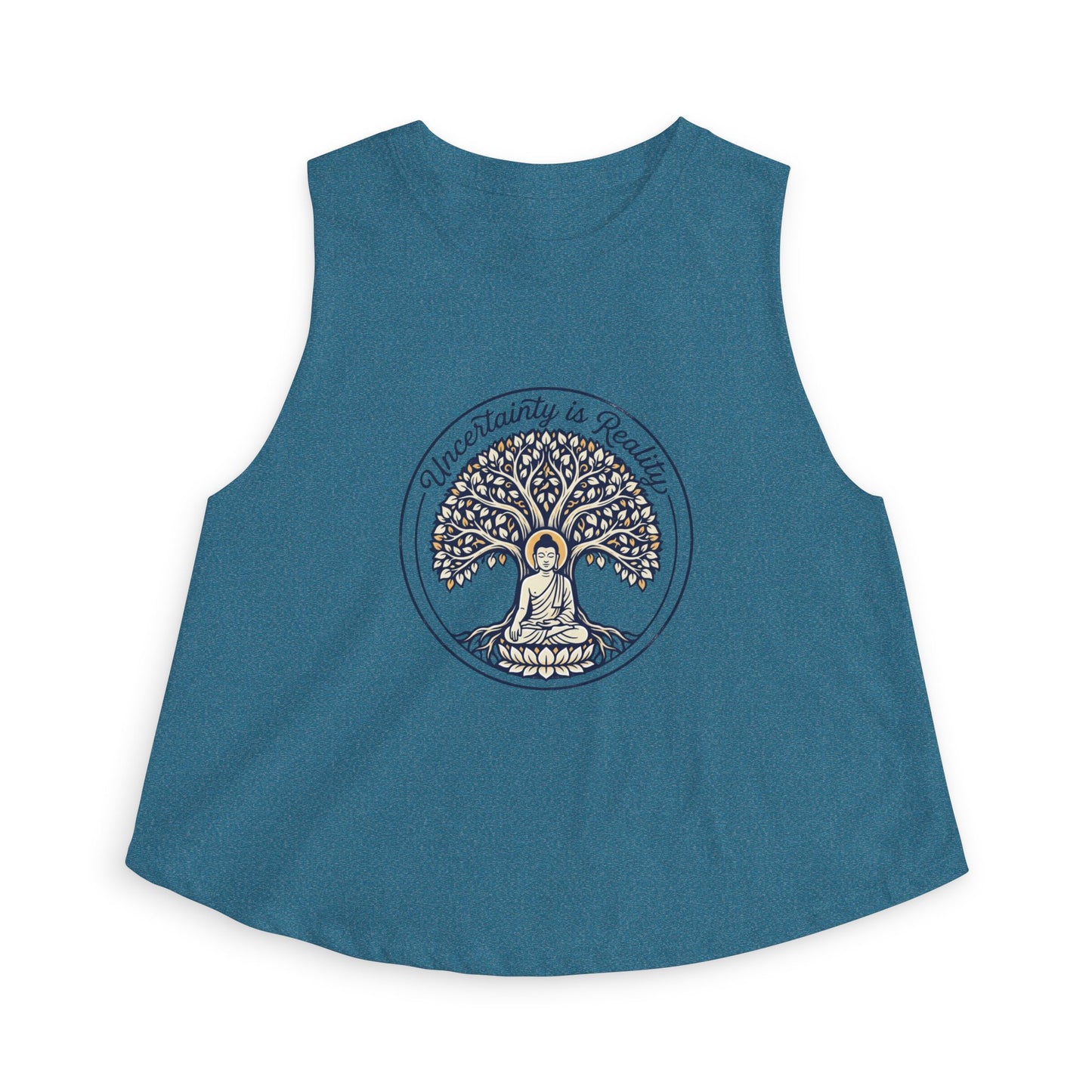 Meditation Tree Crop Top — "Imperfection is Reality" Spiritual Yoga Tank