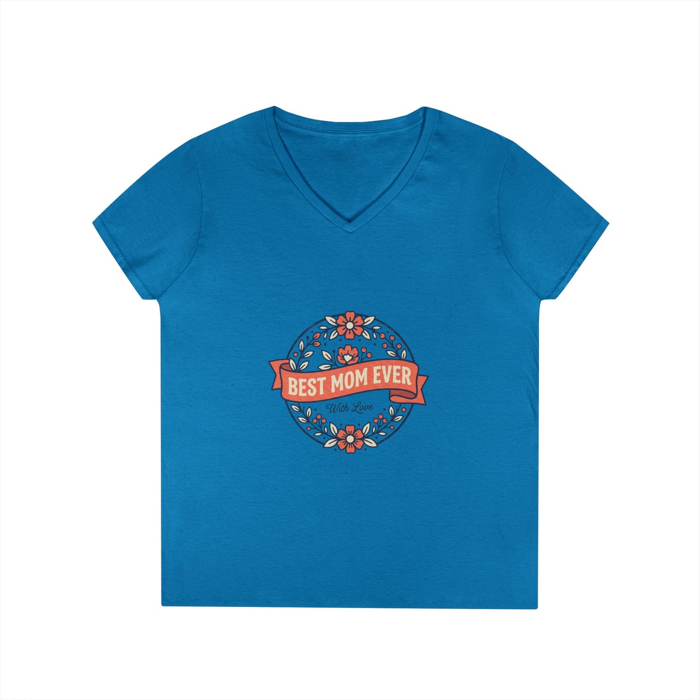 Best Mom Ever Floral V-Neck Tee