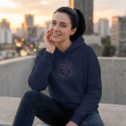 OM Symbol Hoodie — Spiritual Yoga Hoodie with Sanskrit "Shanti" Sleeve Design