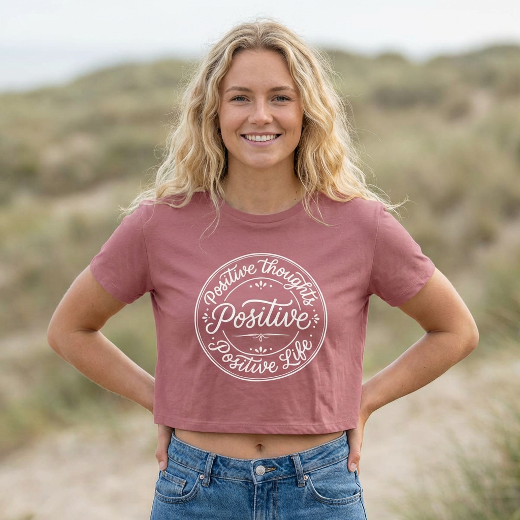 Positive Life Crop Top — Women's Festival Graphic Tee