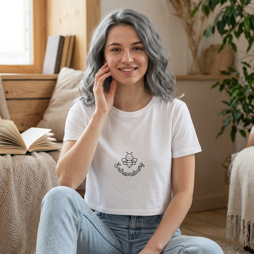 Baby Tee — Sweet Bee "Granddaughter" Graphic Crop Top