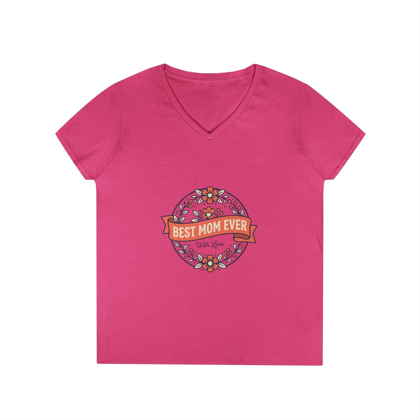 Best Mom Ever Floral V-Neck Tee