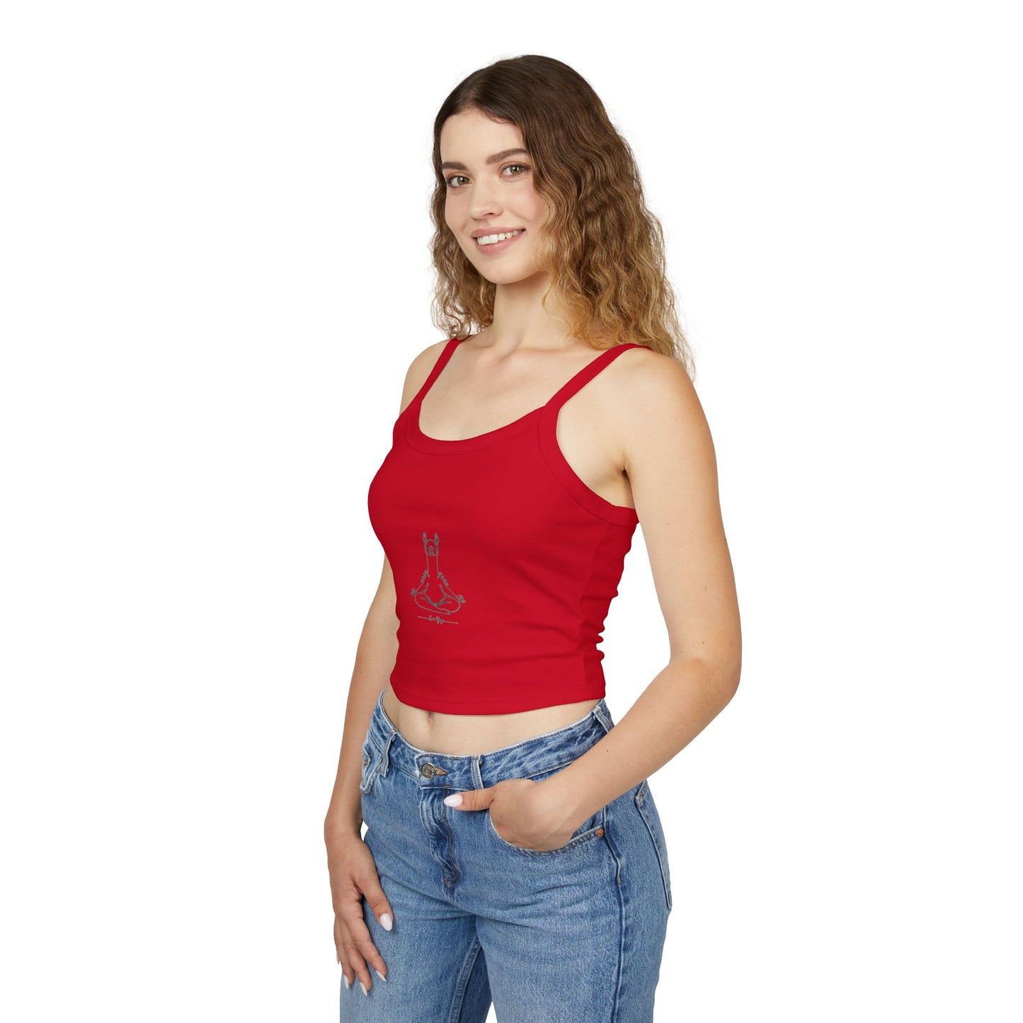 Yoga Llama Tank Top — Cute Meditating Llama Spaghetti Strap Crop