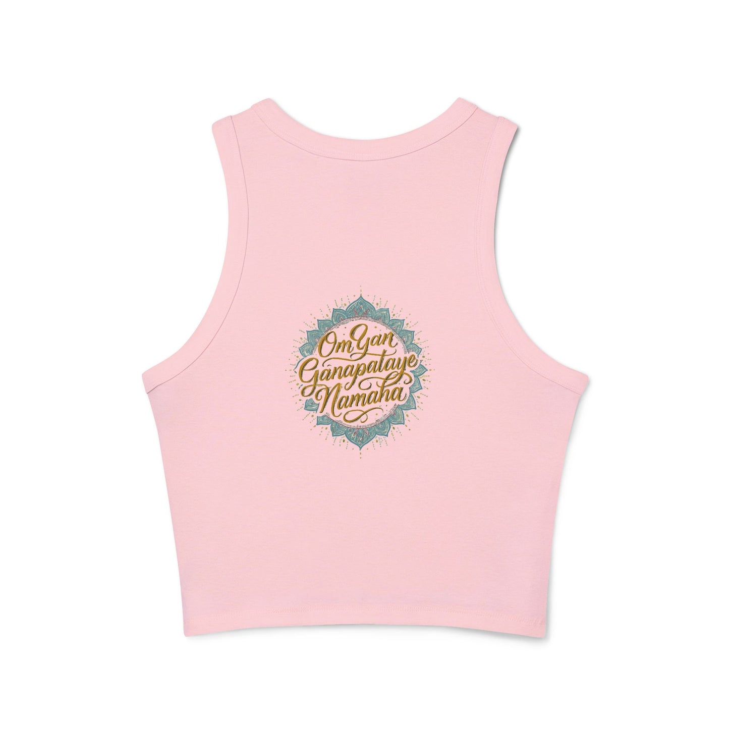 Golden Ganesh Inspired Women's Micro Rib Racer Tank Top, Spiritual Yoga Top, Casual Summer Wear, Festival Outfit, Gift for Her