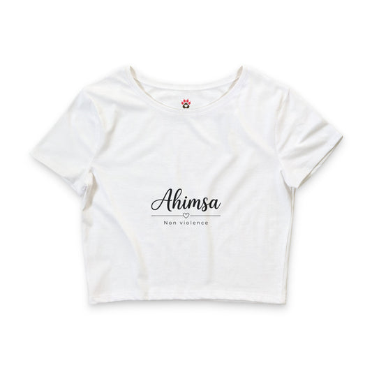 Ahimsa Crop Tee — Women’s Peaceful Non-Violence Graphic Top