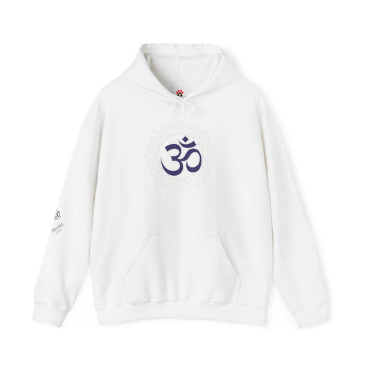 OM Symbol Hoodie — Spiritual Yoga Hoodie with Sanskrit "Shanti" Sleeve Design