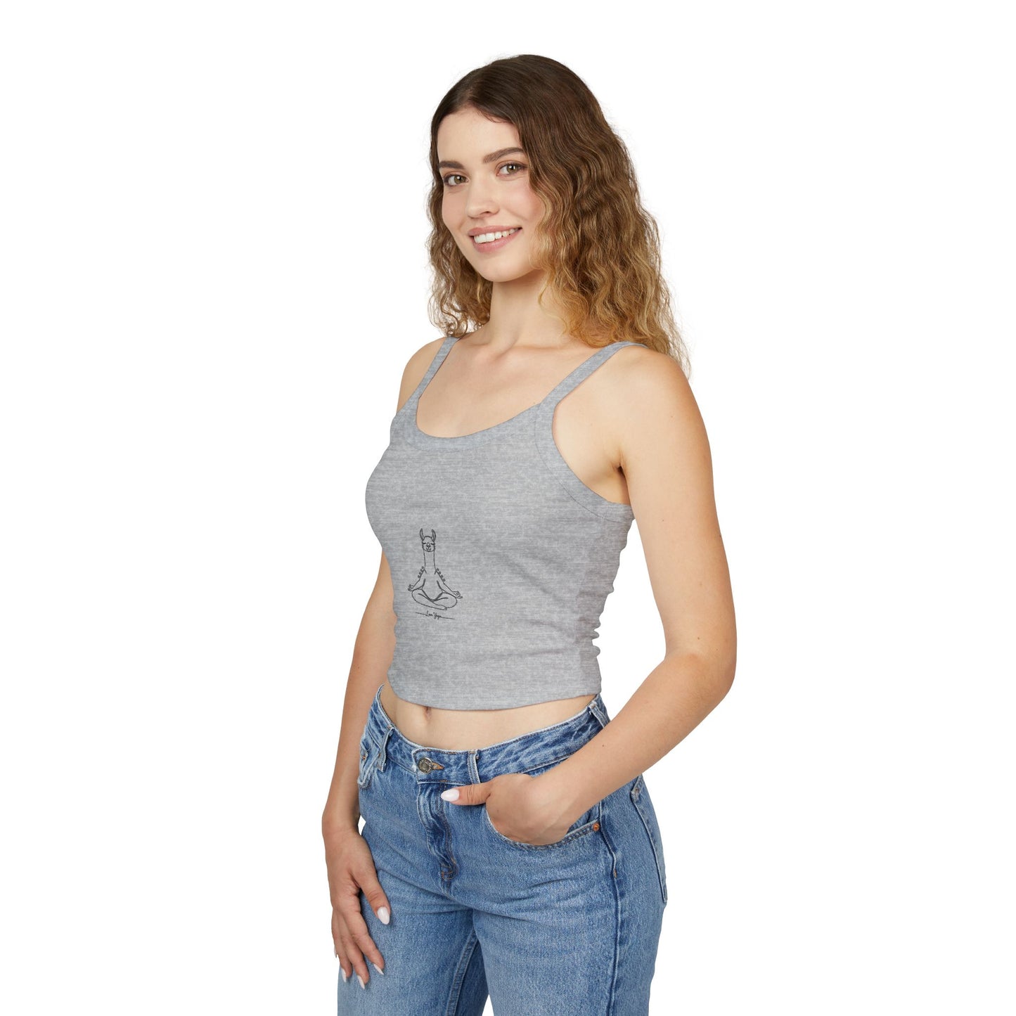 Yoga Llama Tank Top — Cute Meditating Llama Spaghetti Strap Crop
