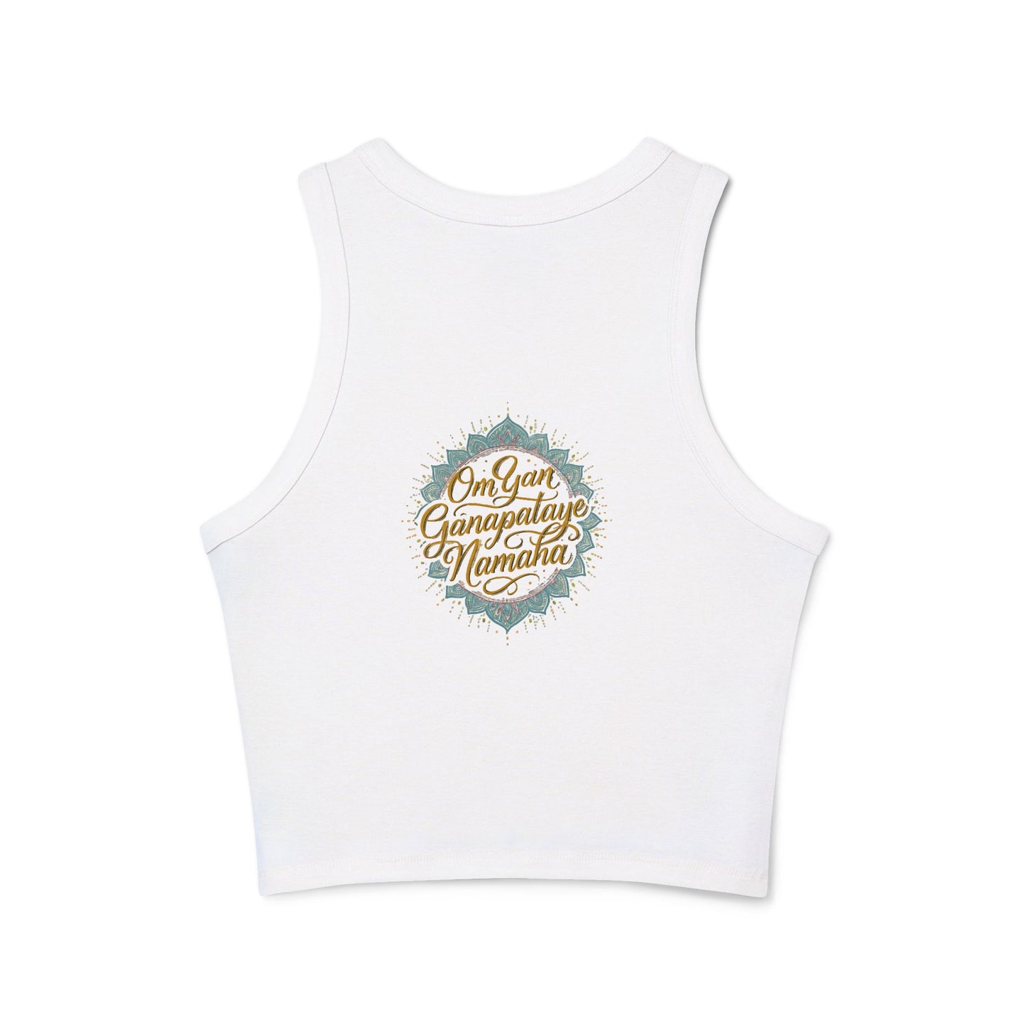 Golden Ganesh Inspired Women's Micro Rib Racer Tank Top, Spiritual Yoga Top, Casual Summer Wear, Festival Outfit, Gift for Her