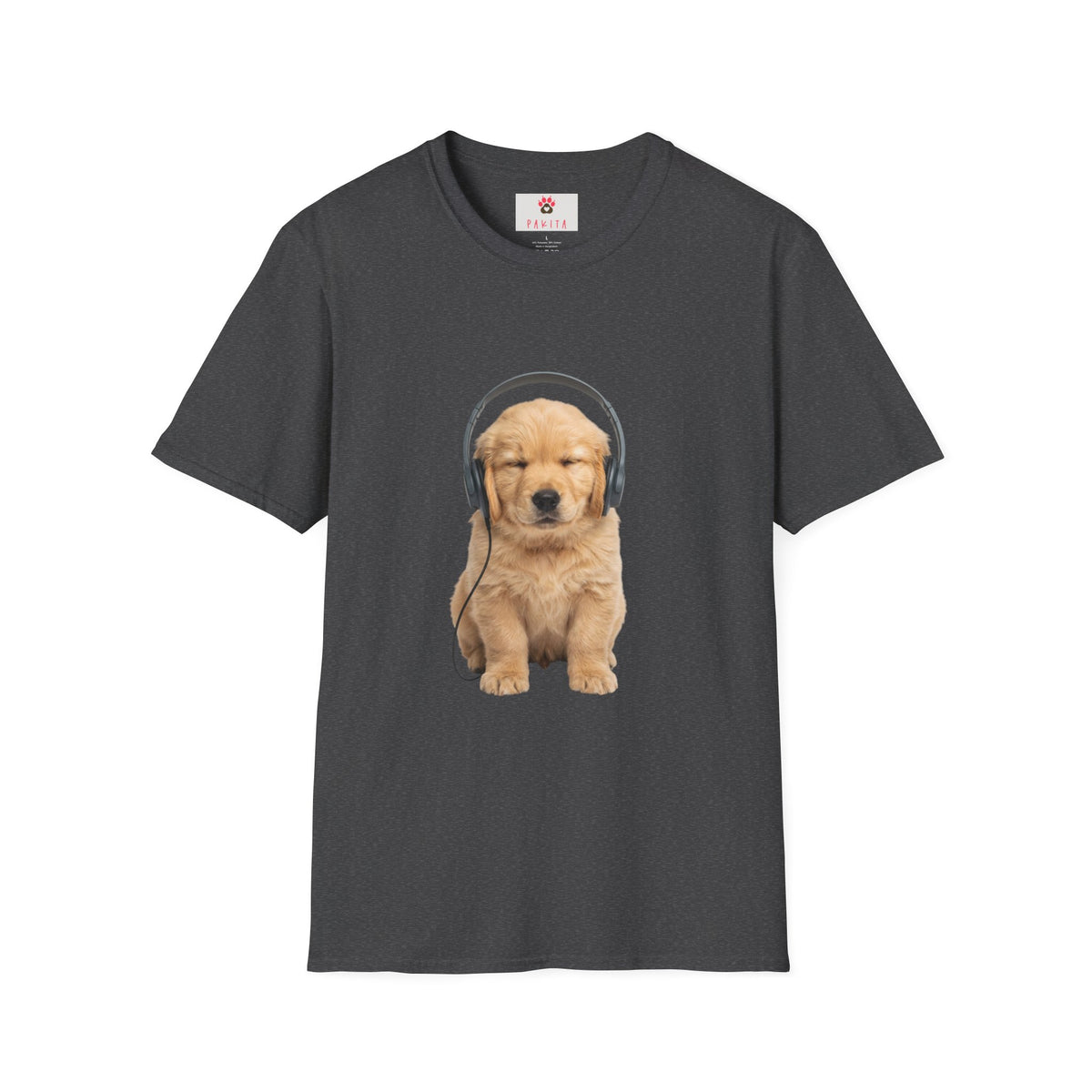 Baby Golden Retriever listening to music