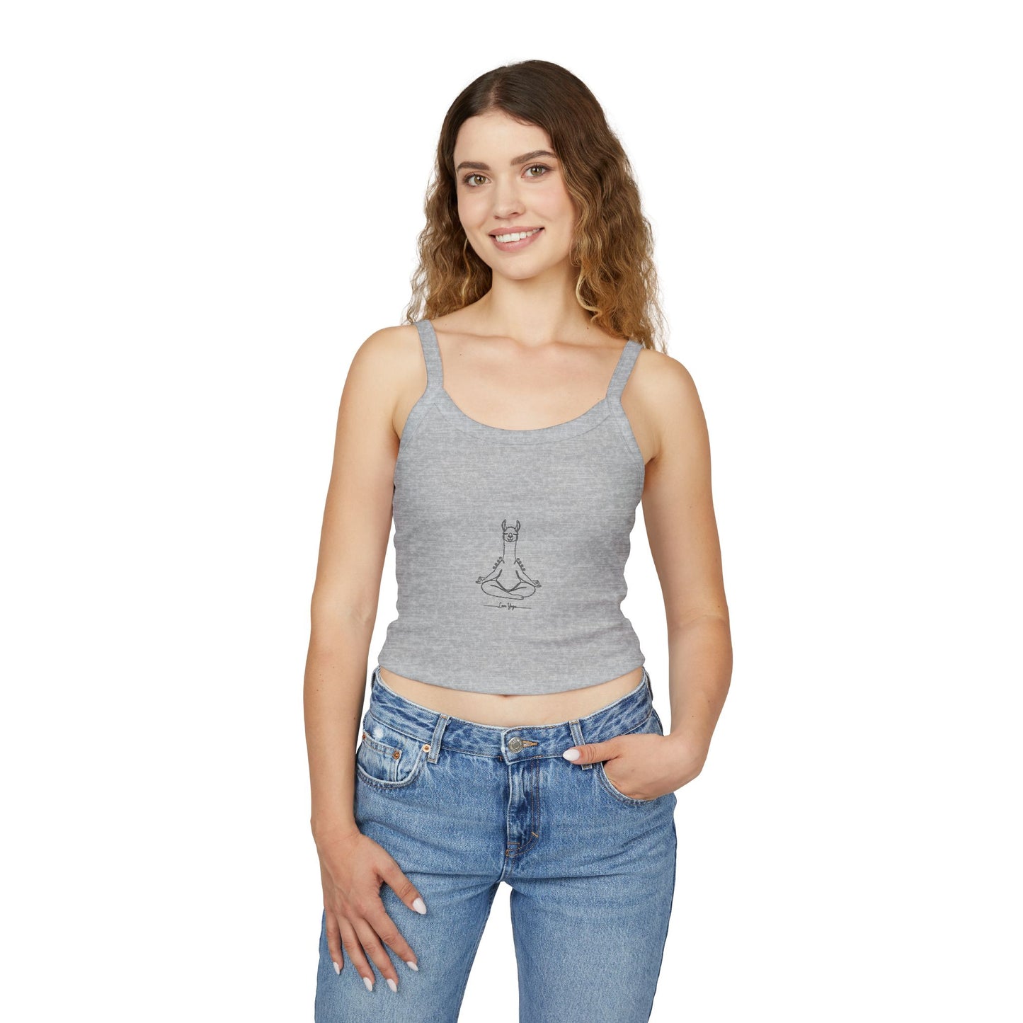 Yoga Llama Tank Top — Cute Meditating Llama Spaghetti Strap Crop